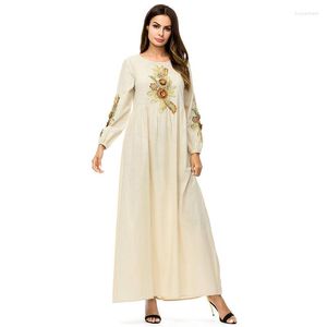 Robes décontractées à manches longues musulmane Abaya Robe de broderie Kimono Robe robes Style ample grande taille Jubah Ramadan moyen-orient islamique