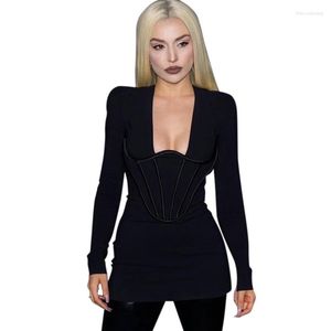 Casual jurken lange mouw kantoor sexy bodycon mini jurk dames herfst 2022 elegante ceremonie nachtclub bruiloften feest avondkleding