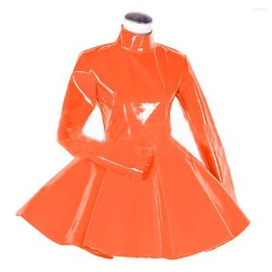 Casual jurken Dames met lange mouwen kleden coltrui voor pvc lederen elegant feest schattig lolita plus size bruidsmeisje