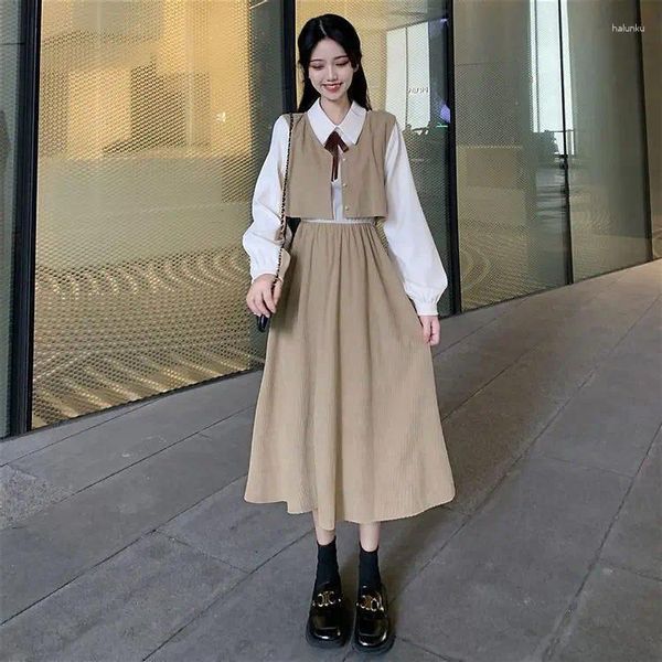 Robes décontractées manches longues automne hiver 2023 vintage élégant formel femmes vêtements de style coréen robe de bal de luxe soirée grande taille