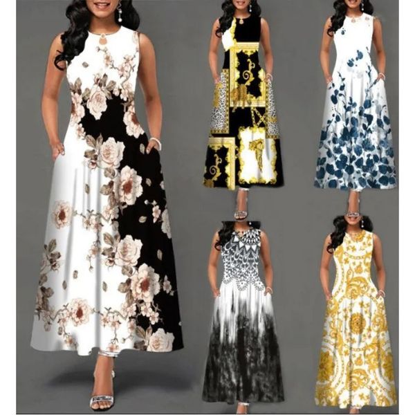 Robes décontractées Loose Floral Vintage Hole Ruffles Befree Big Large Dress Summer Camis Party Elegant Maxi