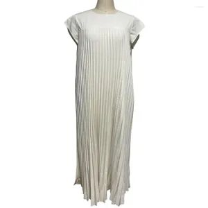 Casual jurken Lange jurk met losse zoom Elegante geplooide midi voor dames A-lijn Zomer met ronde hals Zachte ademende stof