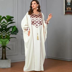 Robes décontractées robe imprimé lâche Dubaï Turquie Kaftan Muslim Tassel Sleeve Abayas pour femmes Vempes de vêtements Islam Caftan Islam Vestidos