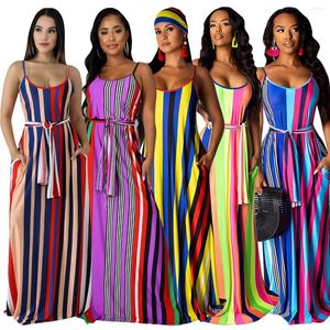 Casual jurken losse zomerjurk sexy vrouwen spaghetti riem elegante kleurrijke strandvestidos