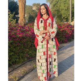 Casual jurken lugentolo moslim mode maxi jurk vrouwen print abaya los v-neck lente zomer vloerlengte