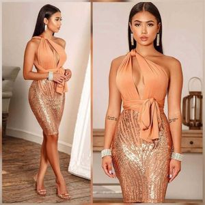 Robes décontractées Paillettes de luxe Bodycon Bandage Robe de soirée Mode Sexy Femmes Magnifique Paillettes Night Clubwears Anniversaire Tenues248e