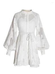 Robes décontractées Lzequella Robe de printemps élégante pour les femmes Collier à manches longues High White Mini Vêtements de mode féminin
