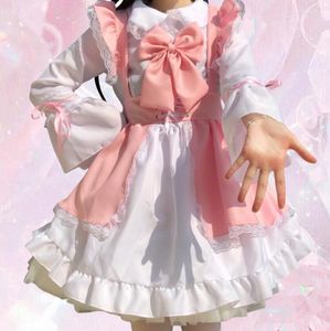 Vestidos casuales MAGOGO Mujeres Maid Outfit Lolita Dress Cute Pink White Cosplay Disfraces Delantal Tamaño S-4XL Con diadema