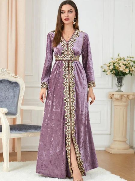 Vestidos casuales Maxi vestido Kaftan floral bordado mujeres moda ropa musulmana Dubai manga larga Abaya damas noche 2024 primavera