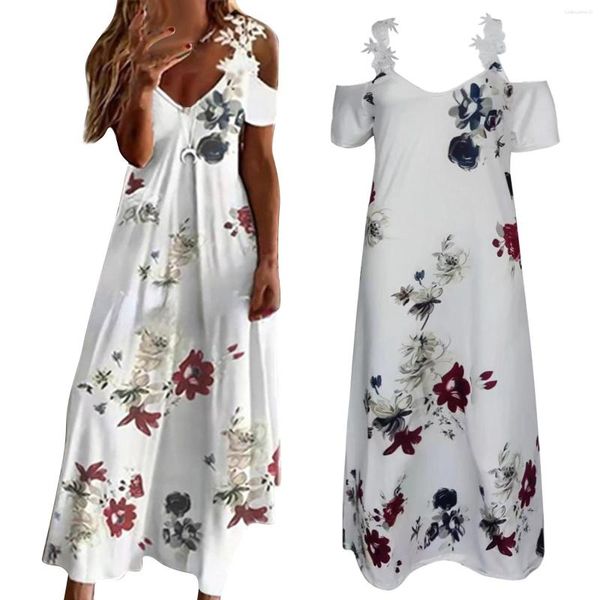 Vestidos Casuales Maxi Vestido Sin Mangas Sexy Estampado Mujer Tropical Sin Espalda Playa Mujer