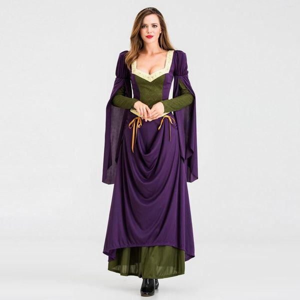 Vestidos casuales Vestido largo gótico medieval Mujeres de Halloween Disfraces renacentistas victorianos para vestidos de fiesta de la corte Edad media elegante