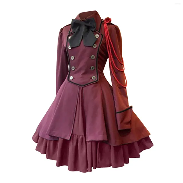 Vestidos informales Vestido lolita del renacimiento medieval para mujeres Vintage Bowknot Court Princesa Ruffles Gótico Carnaval Fiesta S-5xl