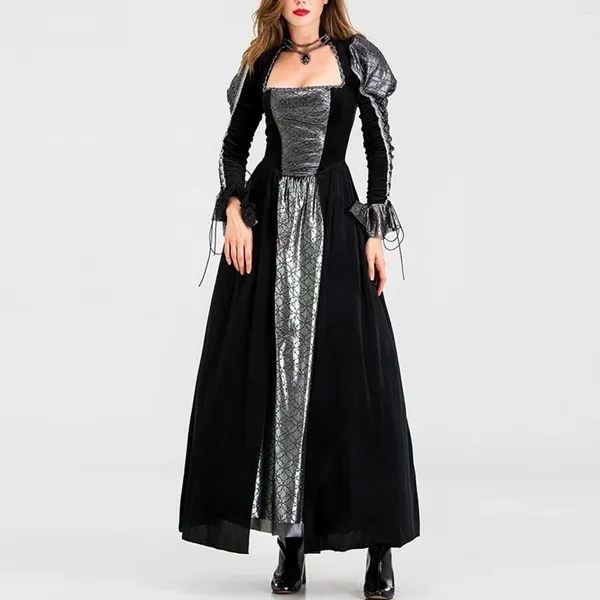 Vestidos casuales Vestido de princesa renacentista medieval Disfraz de Halloween Carnaval Cosplay Vestido con cordones Traje gótico Vampiro Robe