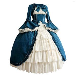 Casual jurken Medieval Retro Gothiced Court Dress Royal Lady Ball Square nek strakke taille bowknot vrouwen elegante kostuumvestidos ropa