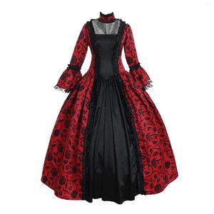 Casual jurken Middeleeuwse Retro Gothiced Court Dress Royal Lady Ball Square nek strakke taille bowknot vrouwen elegant kostuumvestido ropa muj