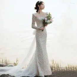 Casual jurken zeemeermin bruiloft voor vrouwen gast bruid jurk elegant fishtail high -end luxe formele gelegenheid lang