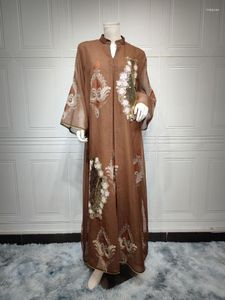 Robes décontractées maille paillettes brodé Abaya robe pour femmes hiver 2023 moyen-orient arabe Oman dubaï musulman marocain Caftan vêtements de fête