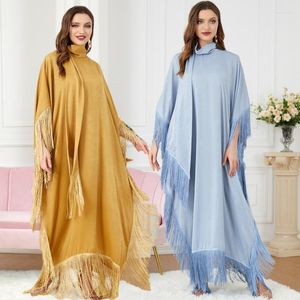 Casual Jurken Midden-Oosten Kleding Vrouwen Kwasten Volledige Lengte Jurk Moslim Islamitische Losse Abaya Kaftan Dubai Mode Jurk Marokkaanse Gewaad