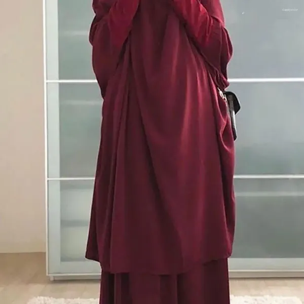 Robes décontractées Moyen-Orient Femme Vêtements traditionnels Robe élégante pour femme Jupe ensemble avec cordon de serrage taille plissée pour conservateur