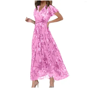 Casual jurken Midi voor vrouwen zomer swing lange jurk chiffon bloemen zwangerschap korte mouwen zwangerschap
