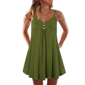 Casual jurken mini jurk vrouwen zomer causale vaste kleur natuurlijke normale mouwloze v-neck riem riem met dubbele borsten gewone verschuiving los kort