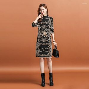 Robes décontractées vison cachemire pull robe femmes automne hiver 2023 Vintage Jacquard lâche épaissir chaud tricoté fond Vestidos