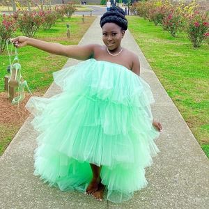 Vestidos casuales Mint Green Black Girls Tulle para mujeres Túnicas hinchadas Cumpleaños formal Po Shoot High Low Maternity Robe