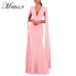 Vestidos casuales MISSJOY 2023 verano Oficina damas vaina negro mujeres vestido sirena largo Formal fiesta bata Sexy Patchwork profundo cuello en V elegante