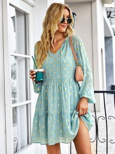 Robes décontractées msfilia v cou manche complète robe chic imprimée femme rétro printemps automne boho mousseline de vacances robes de vacances 230425