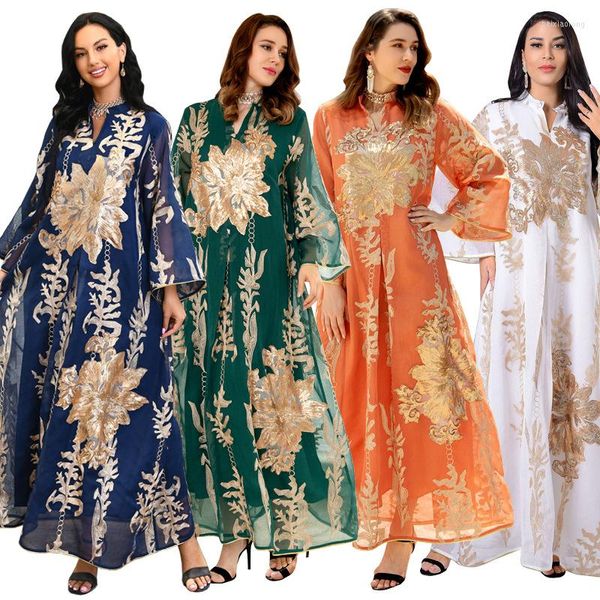 Robes décontractées Musilm Abaya Robe élégante Maxi Longue Chemise 2023 Luxe Broderie Arabe Turquie Africaine Soirée Robe Robes