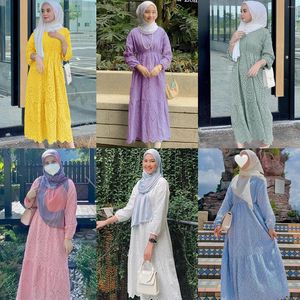 Robes décontractées robe musulmane robes de femmes sud-est asiatique évidé dentelle mode robes élégantes para mujer