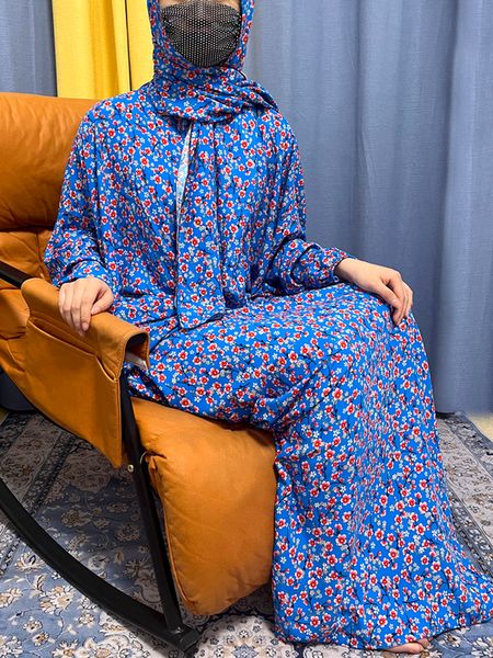 Robes Décontractées Musulman Rayonne Abayas Pour Femmes Ramadan Prière Dubaï Turquie Moyen-Orient Femme Robe Floral Lâche Robe Africaine Turban Attaché 230412