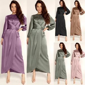 Casual jurken moslimvrouwen eenvoudige Abaya Turkse zijden jurk kimono avond feestjurken Bangladesh abayas Arabische kaftan islamitische kleding