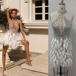 Vestidos informales Estilo de escote Manecero Sexy Apertura Sequin Talada Talada de plumas de plumas Socialité Socialited Fiest Wedding Wedding