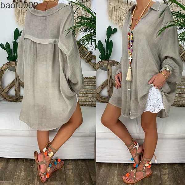 Robes décontractées Nouvelles femmes en vrac Cover Ups Maillots de bain Robe de plage blanche Coton Plage Kimono Coverups pour femmes Maillot de bain Cover Up Beach Femme W0315