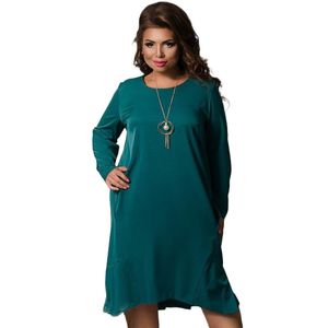 Vestidos casuales Ropa de mujer agradable Otoño Invierno Moda Fiesta Slim Manga larga O Cuello Volantes sueltos Vestido de talla grande 7XL Vestidos