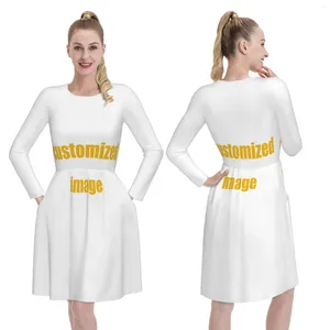 Robes décontractées Noisydesigns personnalisé imprimé femmes robe printemps automne manches longues col rond fête femme vestidos femme dropship