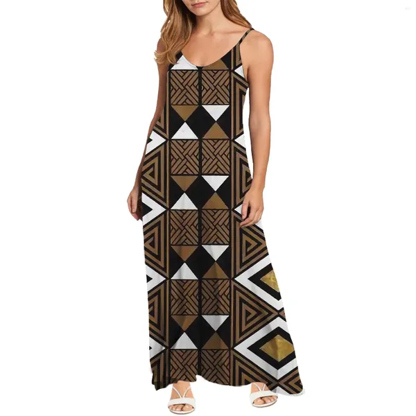 Vestidos casuales Noisydesigns Sexy V Cuello Sling Vestido de fiesta Mujeres Retro Africano Tribal Impresiones Largo Verano Playa Damas Ropa para mujer