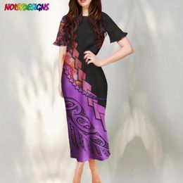 Robes décontractées Noisydesigns Femmes Robe élégante Polynésien Tribal Tatouage Motif Manches à volants Dames Sexy Haut de gamme Vêtements de nuit