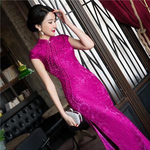 Casual jurken Nieuwheid mode Red Dames Long Cheongsam Top verkopen Chinees vrouwelijke kant Qipao Dress Vestidos maat S M L XL XXL XXXL 415988 230329