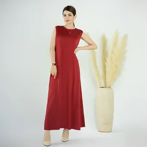 Robes décontractées O-cou sans manches en vrac longue robe mode Y2K Dubaï couleur unie base femmes vêtements intérieurs robe vêtements