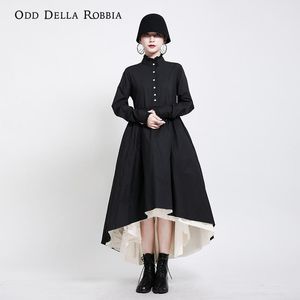 Casual jurken Odddellarobbia vrouwen Japanse vintage elegante stand-up kraag met één borte jurk zwart witte stikselrand tutu rok 1