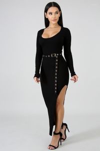 Casual jurken Okéasis vrouwen lange mouw bodycon herfst trui jurk vrouwelijk elegante maxi vestidos