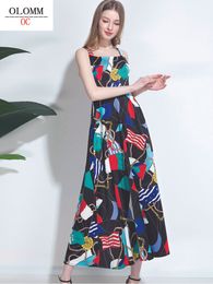 Casual jurken Olomm FVL4071-8 Topkwaliteit damesjurk zonder mouw Summer Printing Suspender rok enkel Suspender rok mode 230331