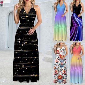 Casual jurken in de uitverkoop opruiming vrouwen zomer mouwloze maxi jurk gelaagd stromend strand lang vestidos verano moda 2024