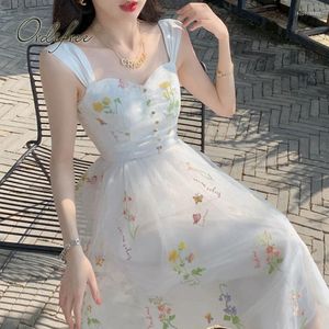 Casual Jurken Ordifree Zomer Vintage Vrouwen Lange Tule Jurk Bloemen Borduurwerk Sexy Plaid Maxi Corset