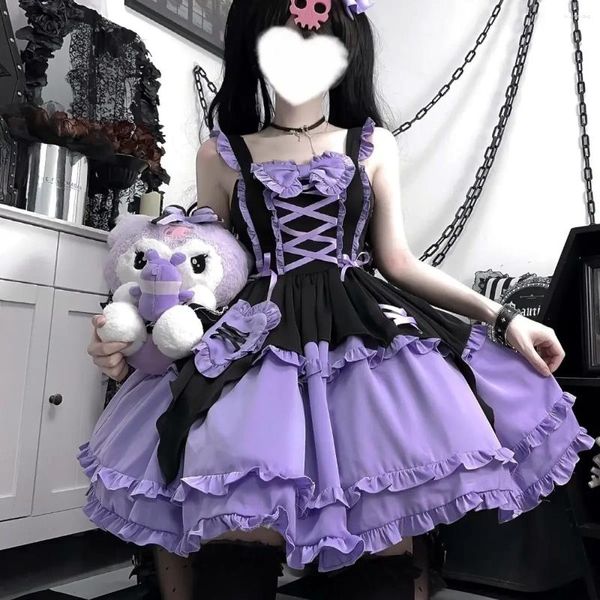 Robes décontractées Conception originale Japonaise Victorienne Lolita JSK Robe Femmes Halloween Petite Sorcière Cosplay Sangle Gothique Kawaii Filles Robe