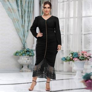 Robes décontractées Oversize Black Maxi Dress Plus Size Femmes Jupes Longue Soirée Vêtements Musulmans Tenues De Bureau Robes Grande Taille