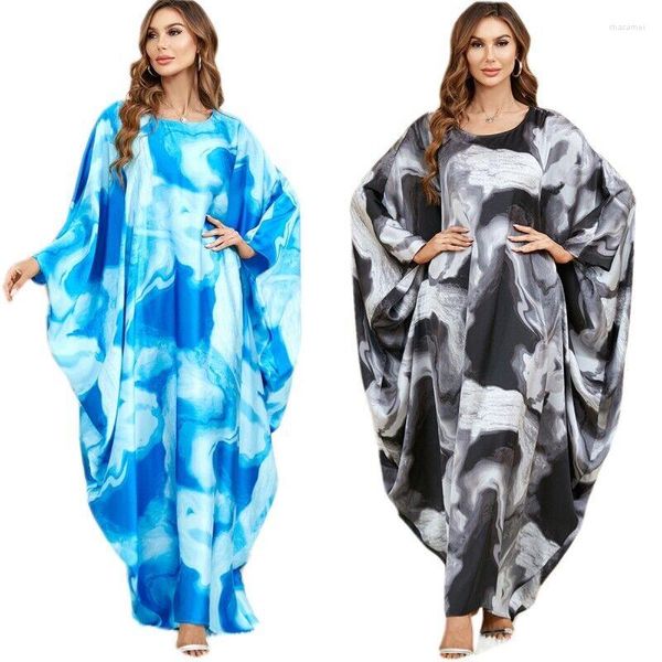 Vestidos casuales de gran tamaño manga de murciélago impreso Dashiki moda africana musulmana mujer fiesta Maxi vestido Vestidos de noche túnica suelta Vestidos