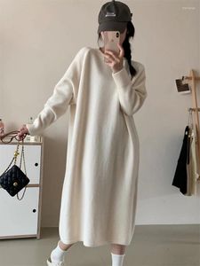Robes décontractées surdimensionné mi-longueur robe pull automne et hiver version coréenne femme lâche bas épaissi tricoté z2392